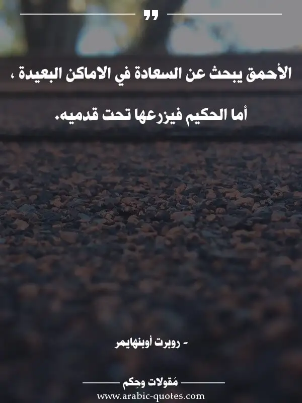 اقوال وحكم جميلة : الأحمق يبحث عن السعادة في الاماكن البعيدة ، أما الحكيم فيزرعها تحت قدميه.